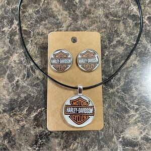 Harley Davidson Earrings and Necklace Gift Set New